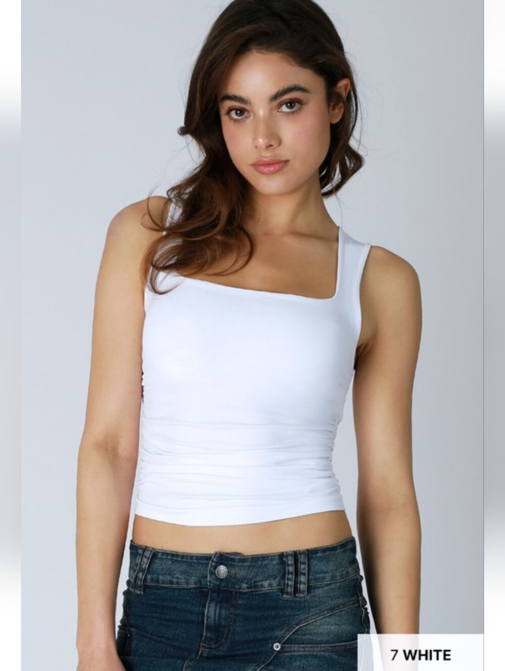 🤍 White Clean Line Full Length Tank